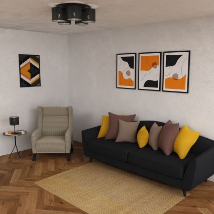 Pinta-asennettava kattokruunu LOFT SHADE 5xE27/60W/230V musta