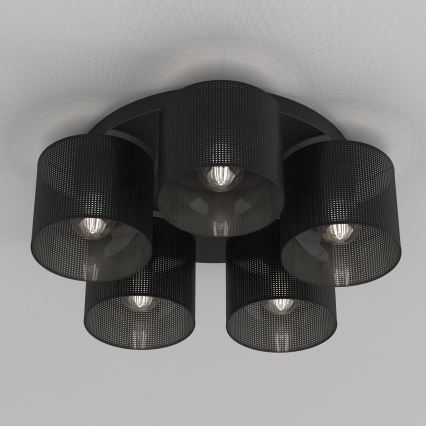 Pinta-asennettava kattokruunu LOFT SHADE 5xE27/60W/230V musta