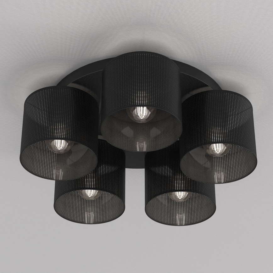 Pinta-asennettava kattokruunu LOFT SHADE 5xE27/60W/230V musta
