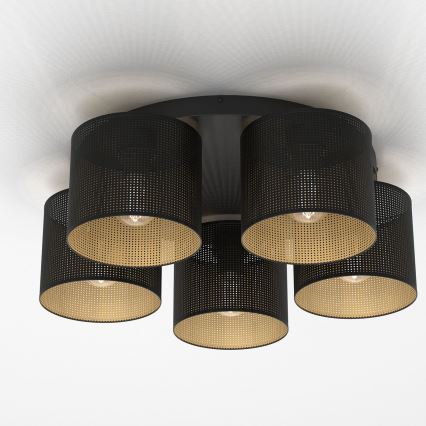 Pinta-asennettava kattokruunu LOFT SHADE 5xE27/60W/230V musta/kulta