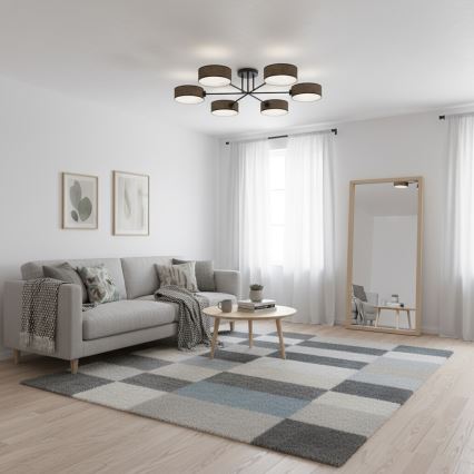 Pinta-asennettava kattokruunu MAGA 6xE14/10W/230V ruskea