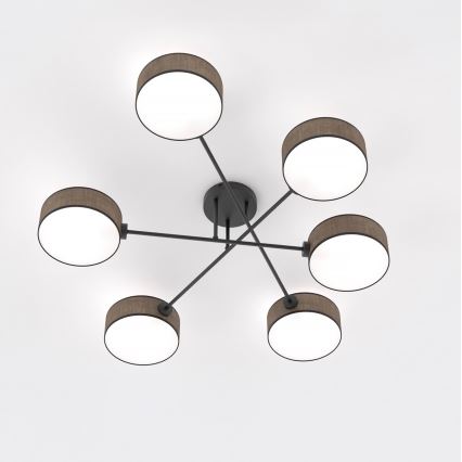 Pinta-asennettava kattokruunu MAGA 6xE14/10W/230V ruskea