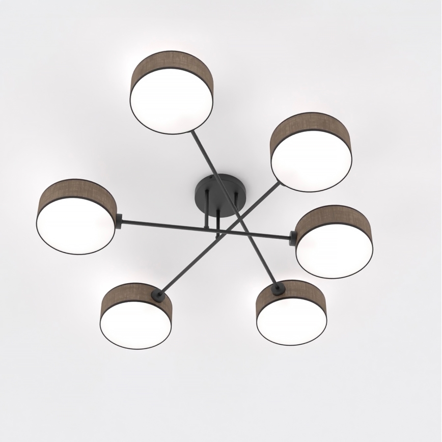 Pinta-asennettava kattokruunu MAGA 6xE14/10W/230V ruskea