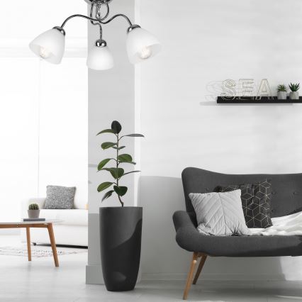Pinta-asennettava kattokruunu MIRANDA 3xE27/60W/230V kiiltävä kromi