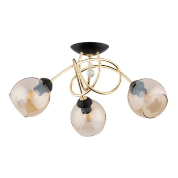 Pinta-asennettava kattokruunu MODENA 3xE27/60W/230V kulta/musta/beige