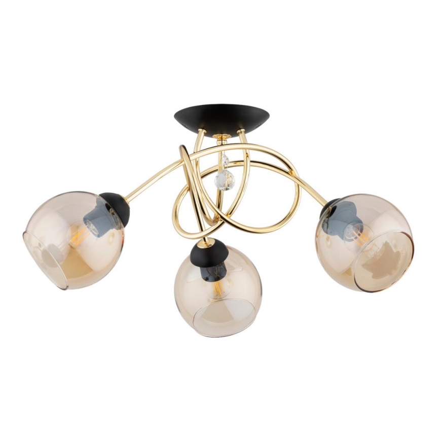 Pinta-asennettava kattokruunu MODENA 3xE27/60W/230V kulta/musta/beige