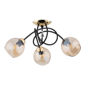 Pinta-asennettava kattokruunu MODENA 3xE27/60W/230V musta/kulta/beige