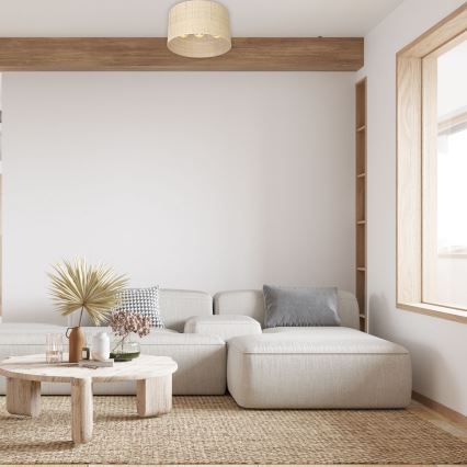 Pinta-asennettava kattokruunu RATTAN 3xE27/60W/230V rottinki