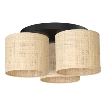 Pinta-asennettava kattokruunu RATTAN 3xE27/60W/230V rottinki