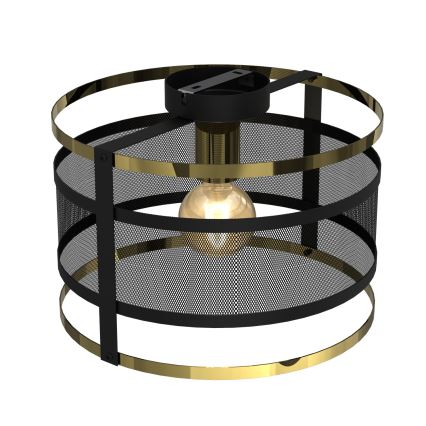 Pinta-asennettava kattokruunu RIM 1xE27/60W/230V musta/kulta