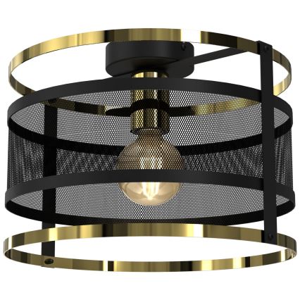 Pinta-asennettava kattokruunu RIM 1xE27/60W/230V musta/kulta