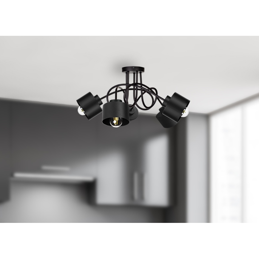 Pinta-asennettava kattokruunu SIMPLY BLACK 5xE27/60W/230V