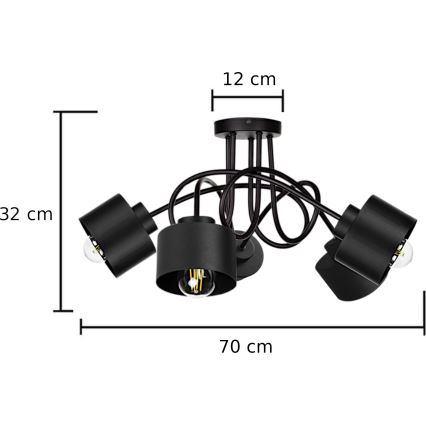 Pinta-asennettava kattokruunu SIMPLY BLACK 5xE27/60W/230V