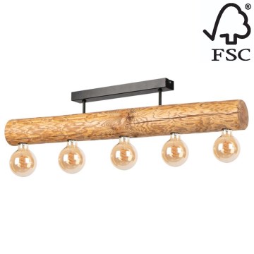 Pinta-asennettava kattokruunu TRABO 5xE27/60W/230V mänty - FSC-sertifioitu
