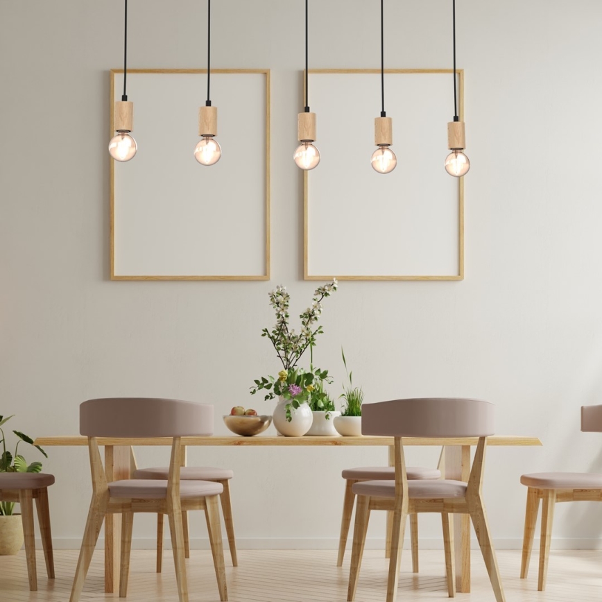 Pinta-asennettava kattokruunu VIGA 5xE27/60W/230V puu