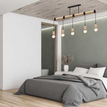 Pinta-asennettava kattokruunu VIGA 5xE27/60W/230V puu