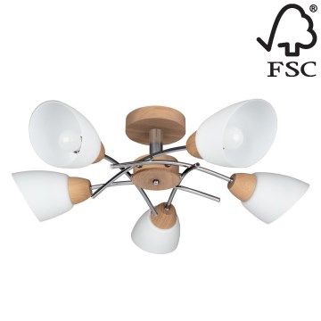 Pinta-asennettava kattokruunu VILETTA 5xE27/40W/230V tammi - FSC-sertifioitu