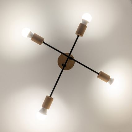 Pinta-asennettava kattovalaisin CAMBRIDGE 4xE27/15W/230V mänty
