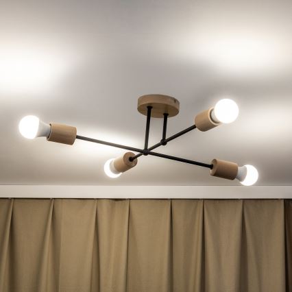 Pinta-asennettava kattovalaisin CAMBRIDGE 4xE27/15W/230V mänty