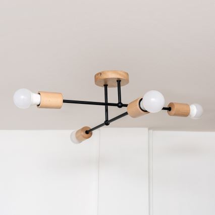 Pinta-asennettava kattovalaisin CAMBRIDGE 4xE27/15W/230V mänty