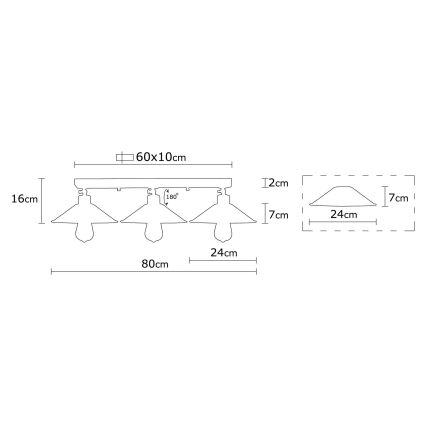 Pinta-asetettava kattokruunu BERCESTE 3xE27/40W/230V