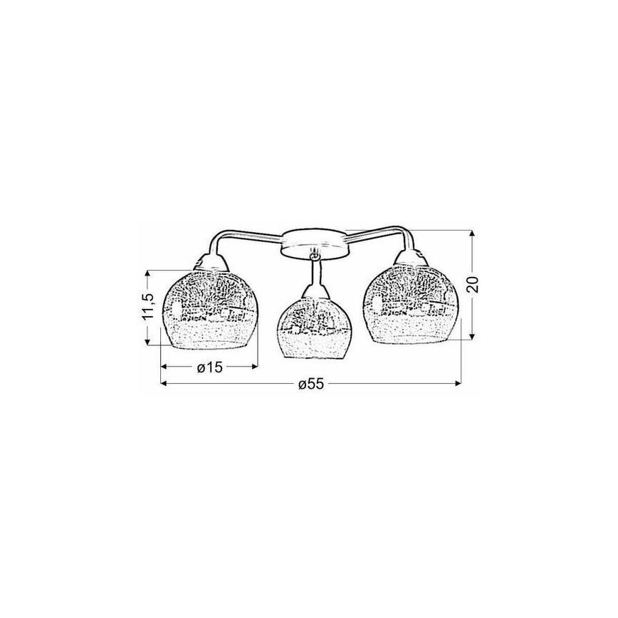 Pinta-asetettava kattokruunu CROMINA 3xE27/60W/230V