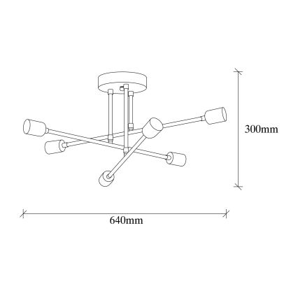 Pinta-asetettava kattokruunu FLOWER 6xE27/40W/230V