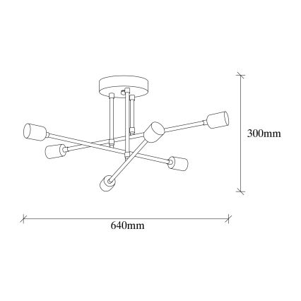Pinta-asetettava kattokruunu FLOWER 6xE27/40W/230V