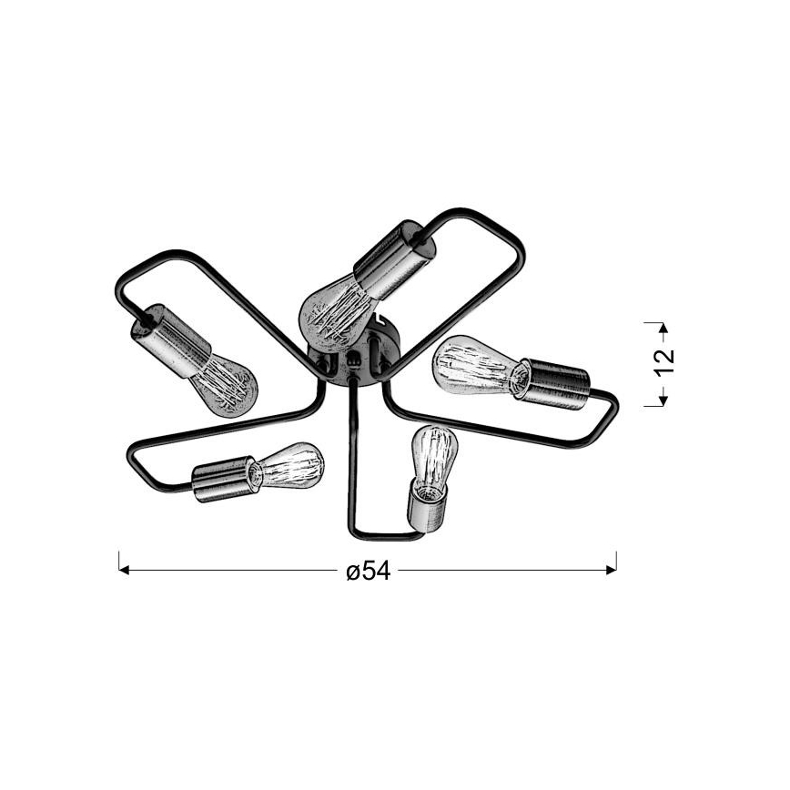 Pinta-asetettava kattokruunu HERPE 5xE27/60W/230V