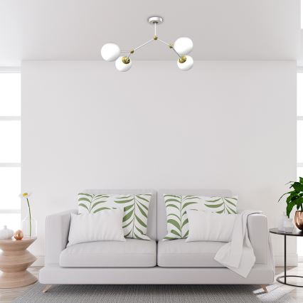 Pinta-asetettava kattokruunu JOY 4xE14/40W/230V valkoinen/kulta