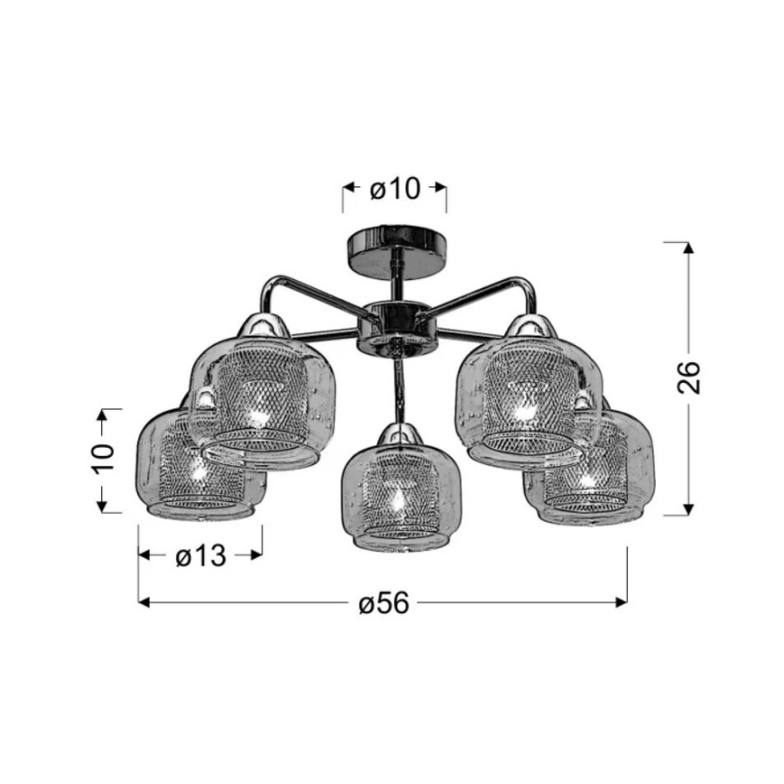 Pinta-asetettava kattokruunu RAY 5xE14/40W/230V