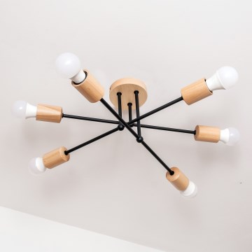 Pintakiinnitteinen kattokruunu CAMBRIDGE 6xE27/15W/230V mänty