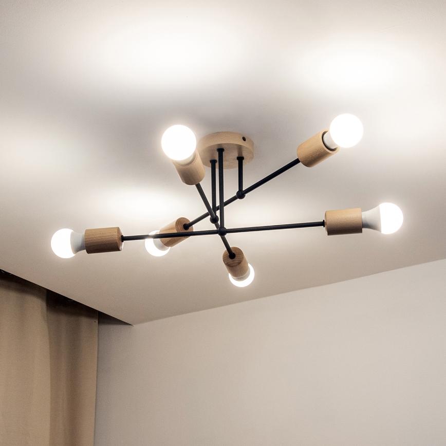 Pintakiinnitteinen kattokruunu CAMBRIDGE 6xE27/15W/230V mänty