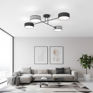 Pintakiinnitteinen kattokruunu MAGA 4xE14/10W/230V musta/harmaa