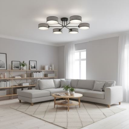 Pintakiinnitteinen kattokruunu MAGA 6xE14/10W/230V harmaa