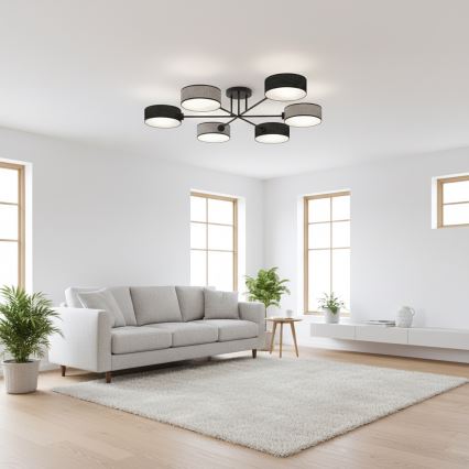 Pintakiinnitteinen kattokruunu MAGA 6xE14/10W/230V musta/harmaa