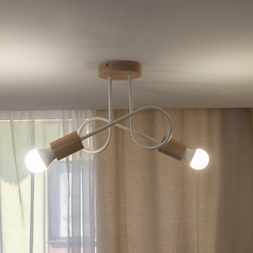 Pintakiinnitteinen kattokruunu OXFORD 2xE27/15W/230V mänty/kerma