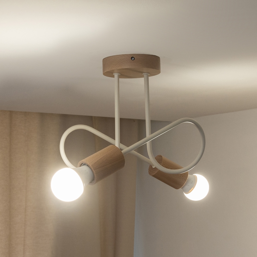 Pintakiinnitteinen kattokruunu OXFORD 2xE27/15W/230V mänty/kerma