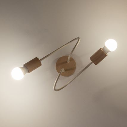 Pintakiinnitteinen kattokruunu OXFORD 2xE27/15W/230V mänty/kerma