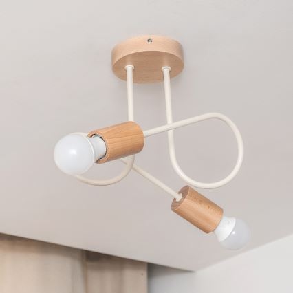 Pintakiinnitteinen kattokruunu OXFORD 2xE27/15W/230V mänty/kerma