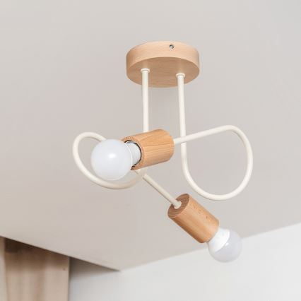 Pintakiinnitteinen kattokruunu OXFORD 2xE27/15W/230V mänty/kerma