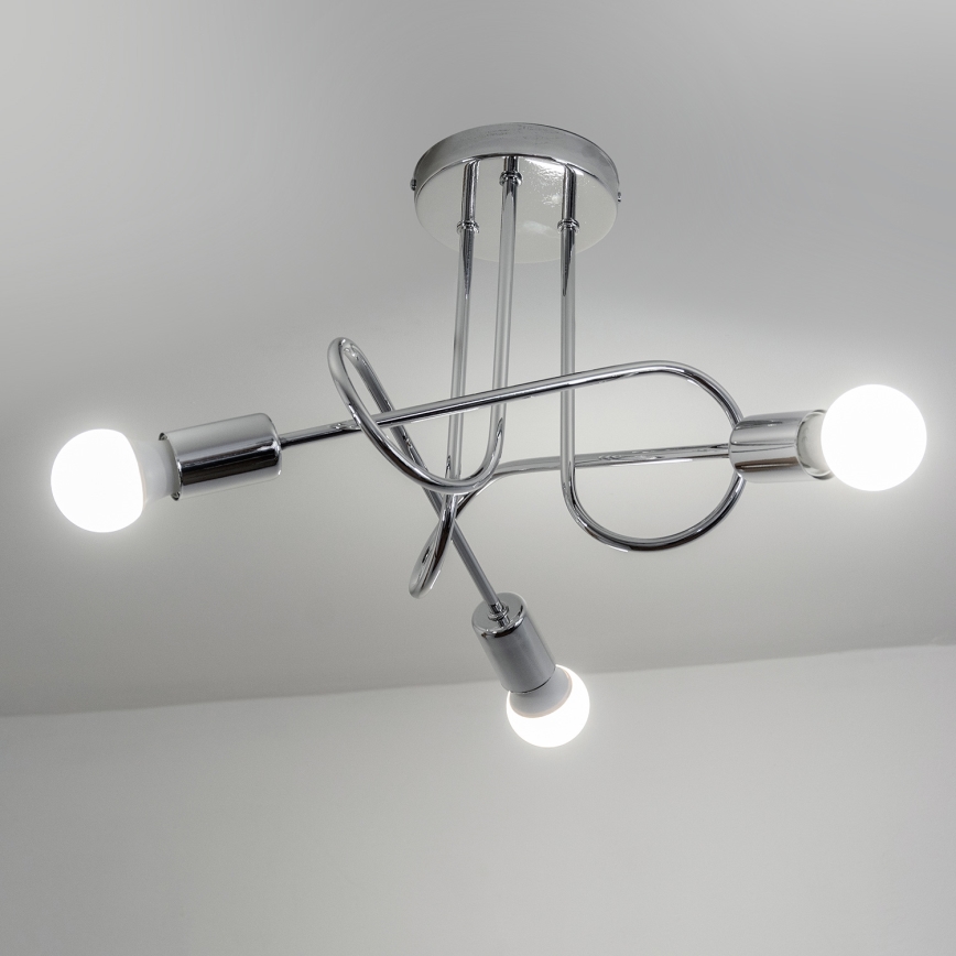 Pintakiinnitteinen kattokruunu OXFORD 3xE27/15W/230V kiiltävä kromi