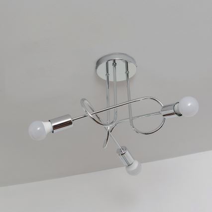 Pintakiinnitteinen kattokruunu OXFORD 3xE27/15W/230V kiiltävä kromi