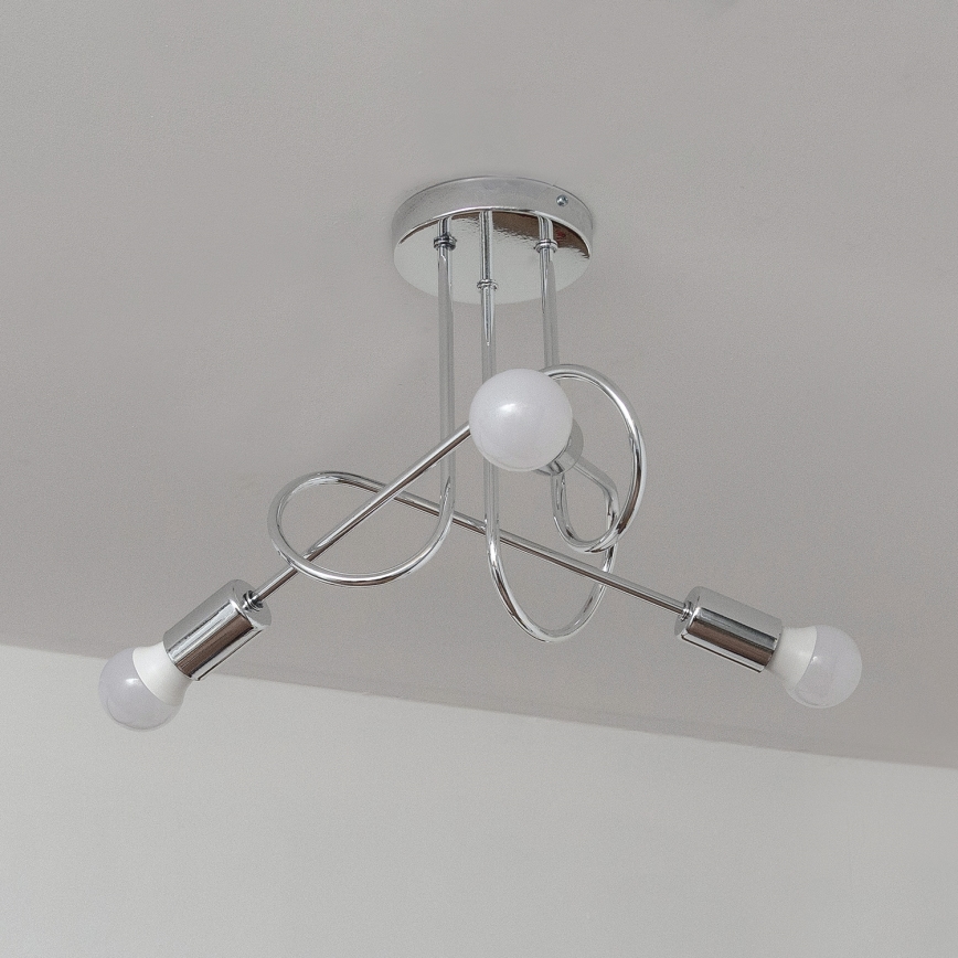 Pintakiinnitteinen kattokruunu OXFORD 3xE27/15W/230V kiiltävä kromi