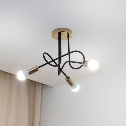 Pintakiinnitteinen kattokruunu OXFORD 3xE27/15W/230V kulta/musta