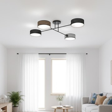 Pintakiinnitteinen kattovalaisin MAGA 4xE14/10W/230V musta/ruskea/harmaa