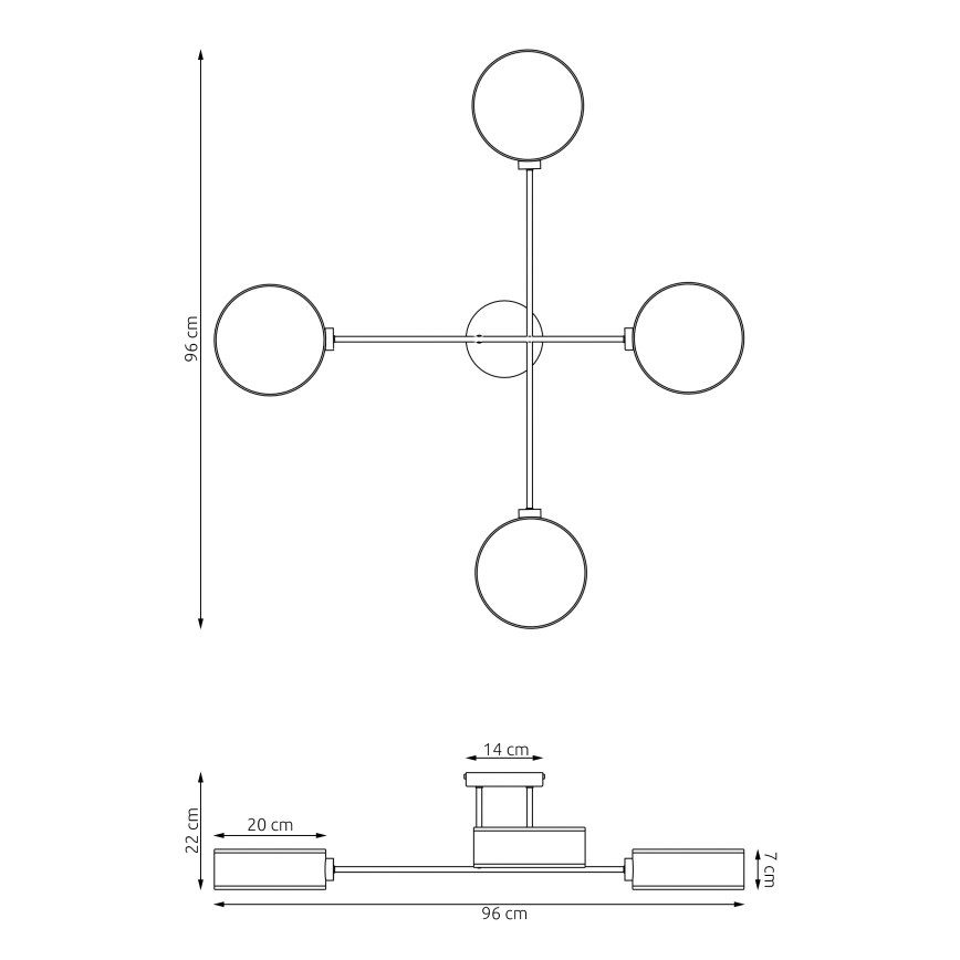 Pintakiinnitteinen kattovalaisin MAGA 4xE14/10W/230V musta/ruskea/harmaa