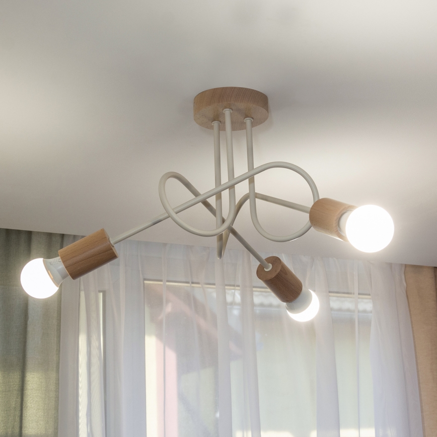 Pintakiinnitteinen kattovalaisin OXFORD 3xE27/15W/230V mänty/kerma