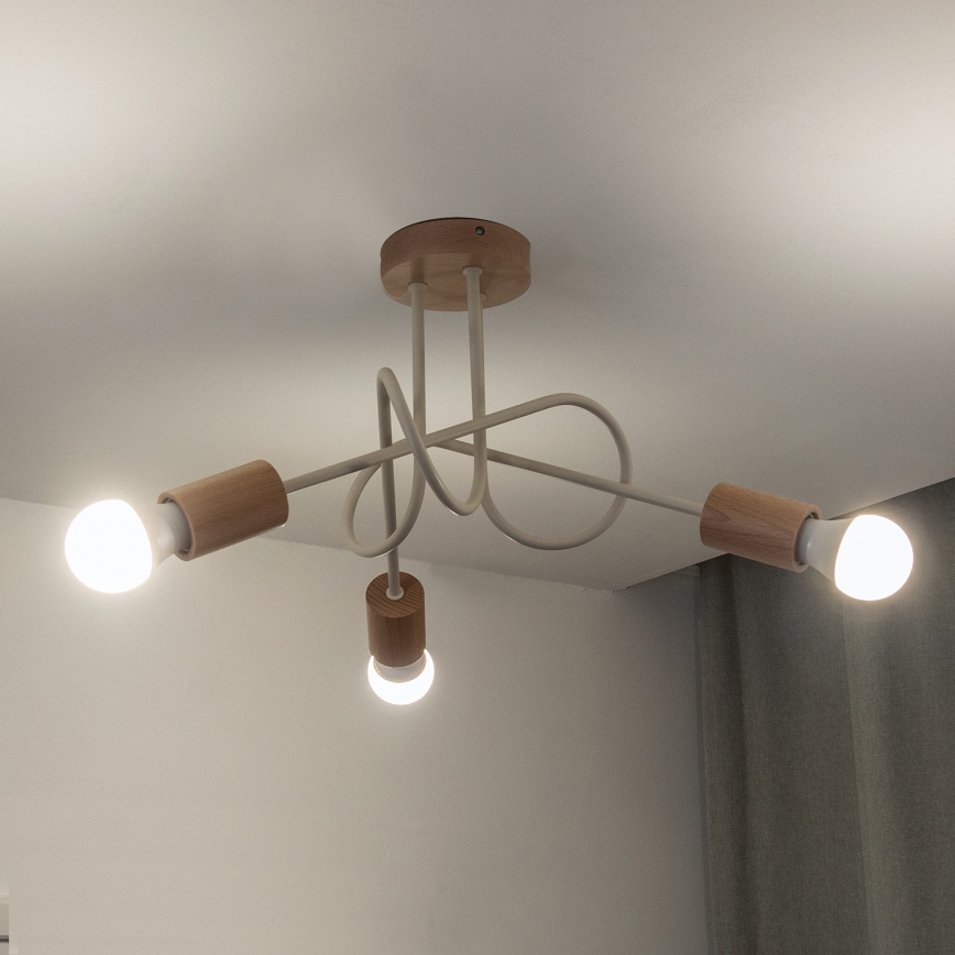 Pintakiinnitteinen kattovalaisin OXFORD 3xE27/15W/230V mänty/kerma