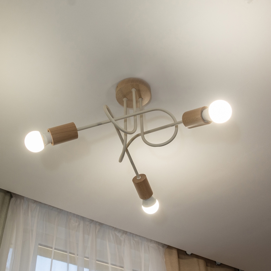 Pintakiinnitteinen kattovalaisin OXFORD 3xE27/15W/230V mänty/kerma